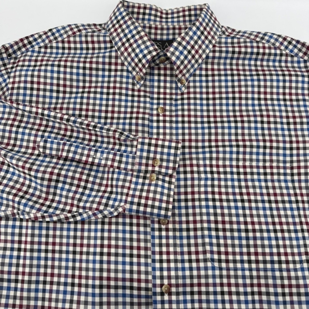 Jos. A. Bank Travelers Collection Shirt Mens XL Gingham Plaid Cotton Button Down